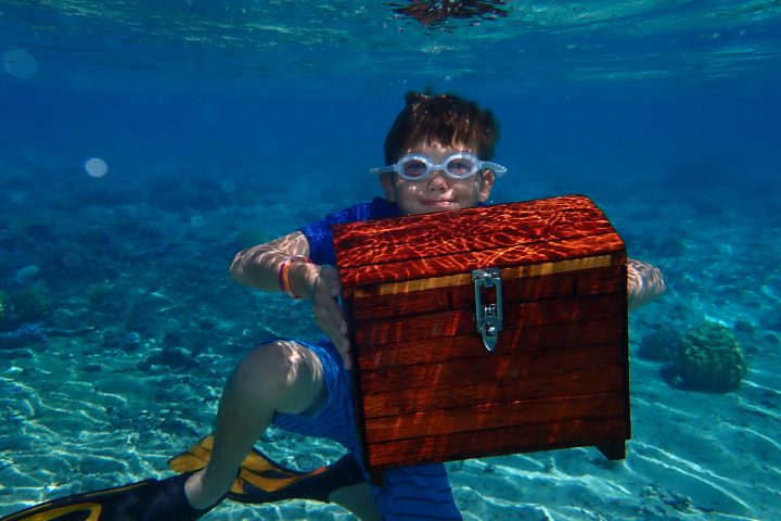 a girl in a pool of water
